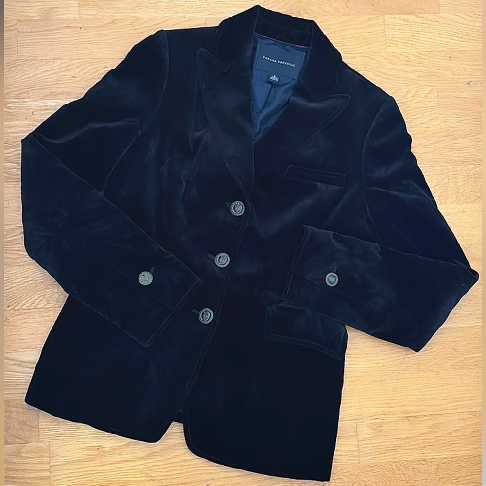 Banana Republic Dark Navy Blue Velvet Women's Blazer